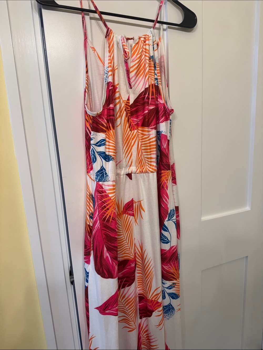 Tropical Print Maxi Dress - Pink & Orange